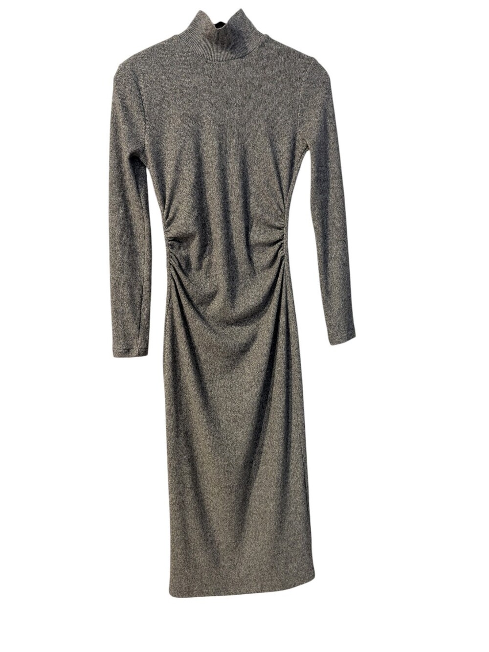 ZARA Grey Long Sleeve Ruched Maxi Dress Small